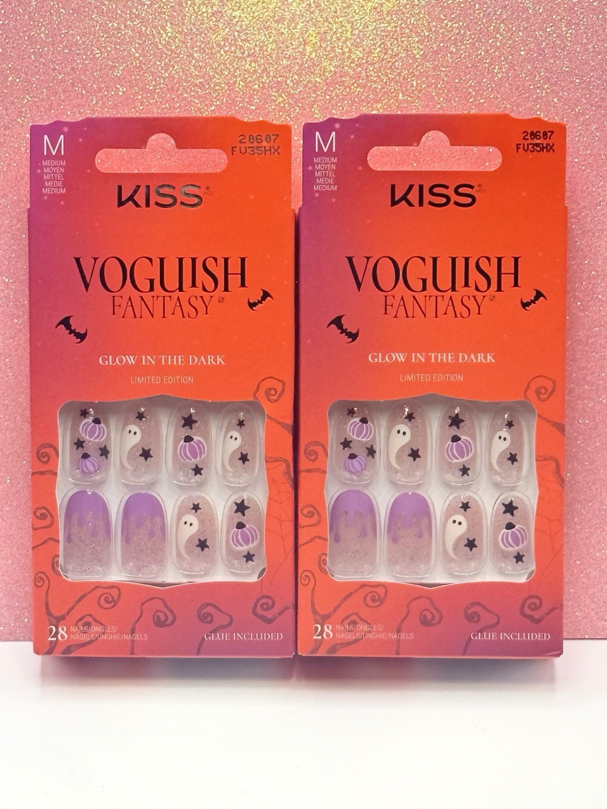 Kiss Voguish Fantasy Press-On Nails Halloween Medium Oval Purple 20607 Lot Of2
