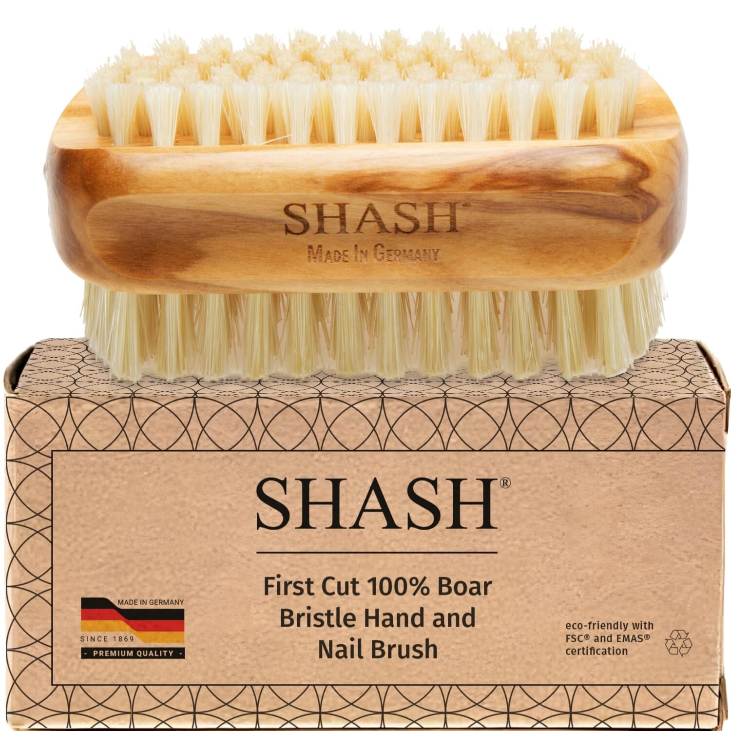 Luxurious KELLER 100% Boar Bristle Nail Brush – Clean and Buff for Glossy Hands