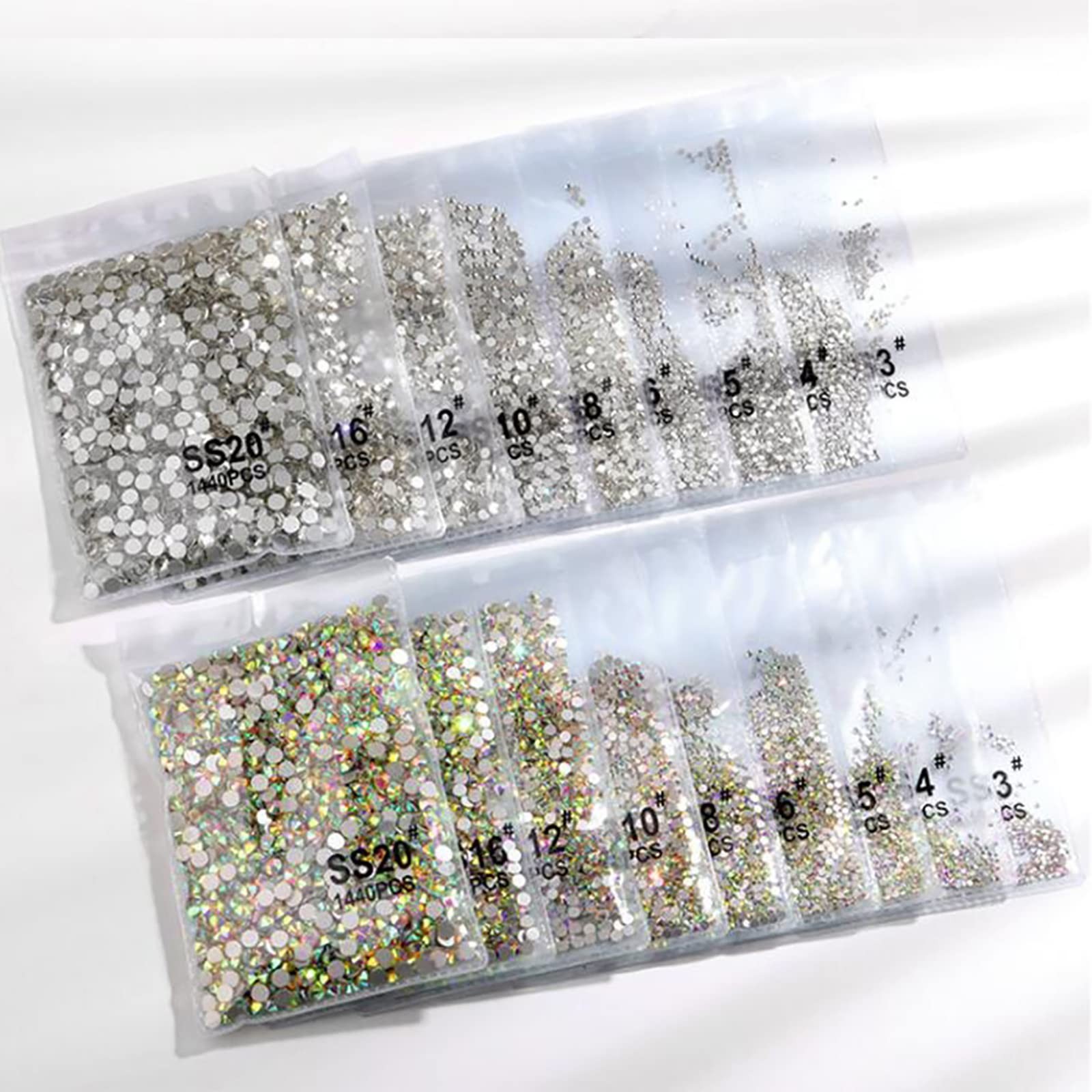 Rhinestones 1440pcs SS20 Glass Nail Art Crystal Clear White Flatback Gemstone…