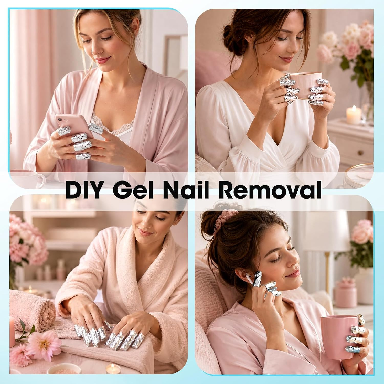 Nail Polish Remover Foil Wraps, 300PCS Aluminium Nail Foil with Tools, Soak off
