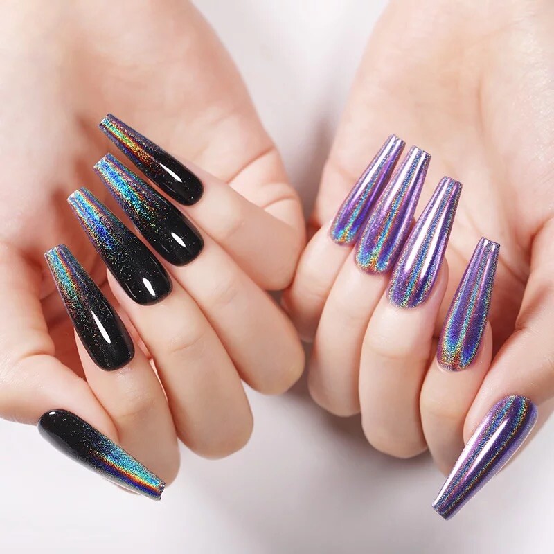 1g UNICORN NAIL CHROME GLITTER POWDER PURPLE HOLOGRAPHIC EFFECT PIGMENT UK TCL10
