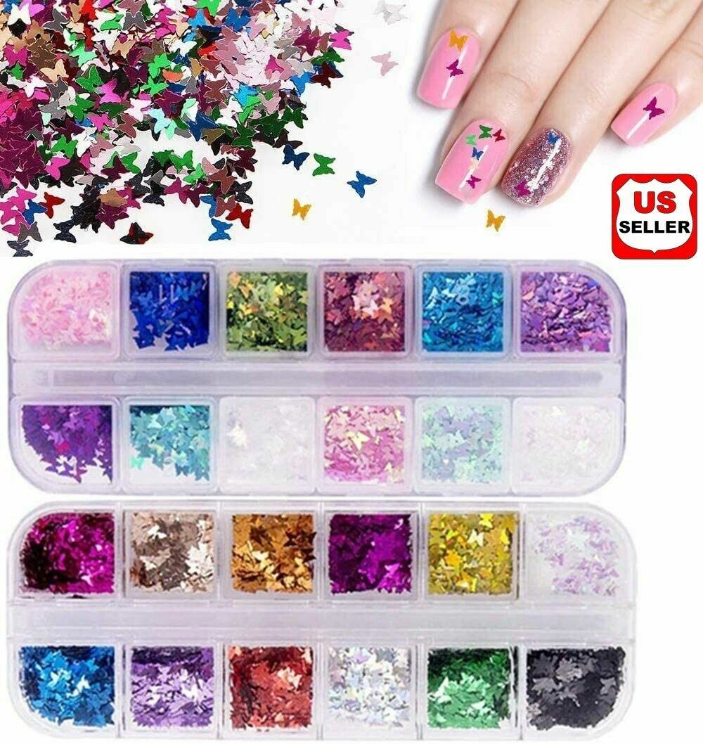 Nail Glitter Sequins Holographic Laser Butterfly Flakes Nail Art 3D Decoration