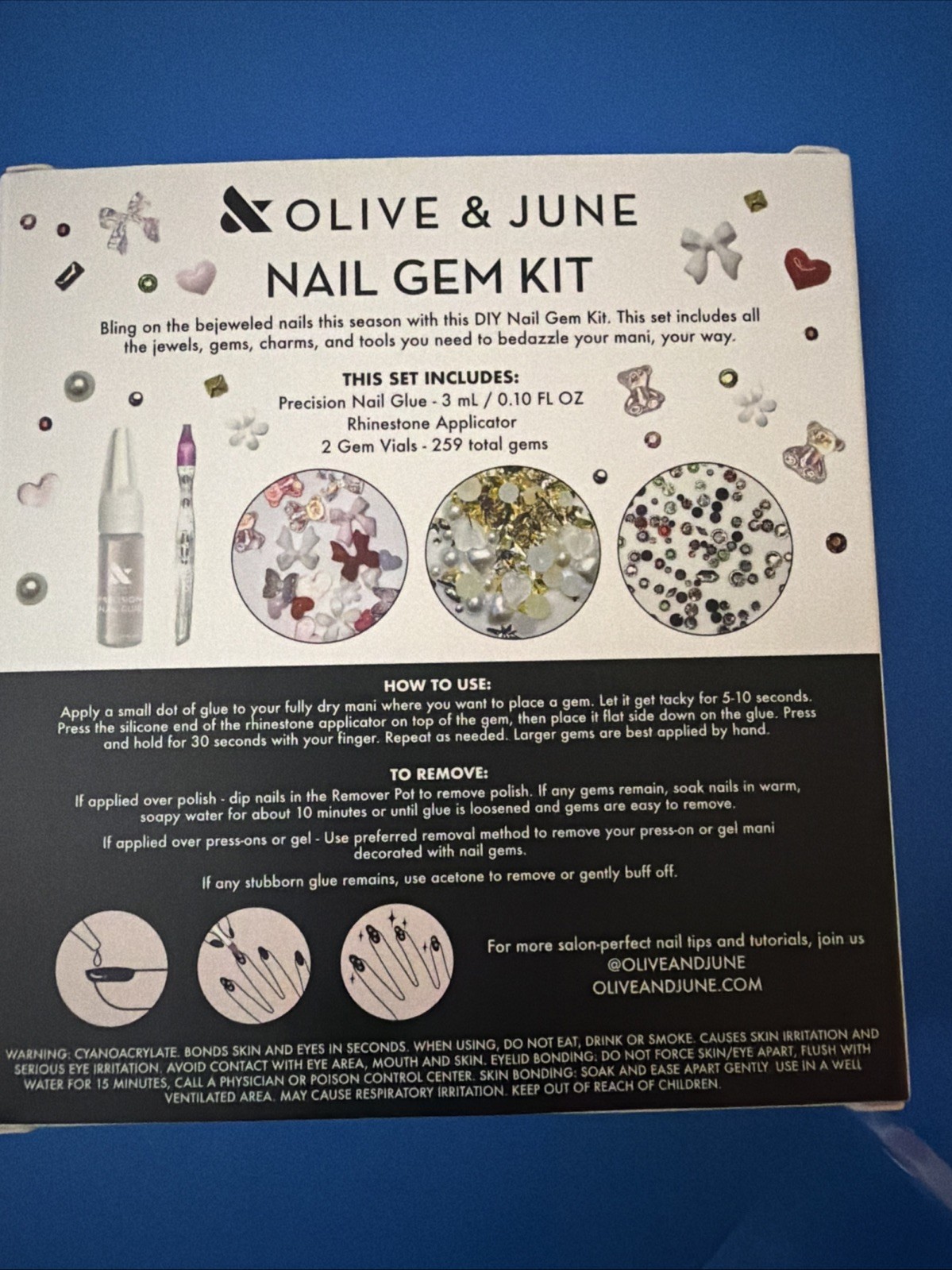 Olive & June Mini Mani Nail Art Gem Kit Gift Set 259 Gems