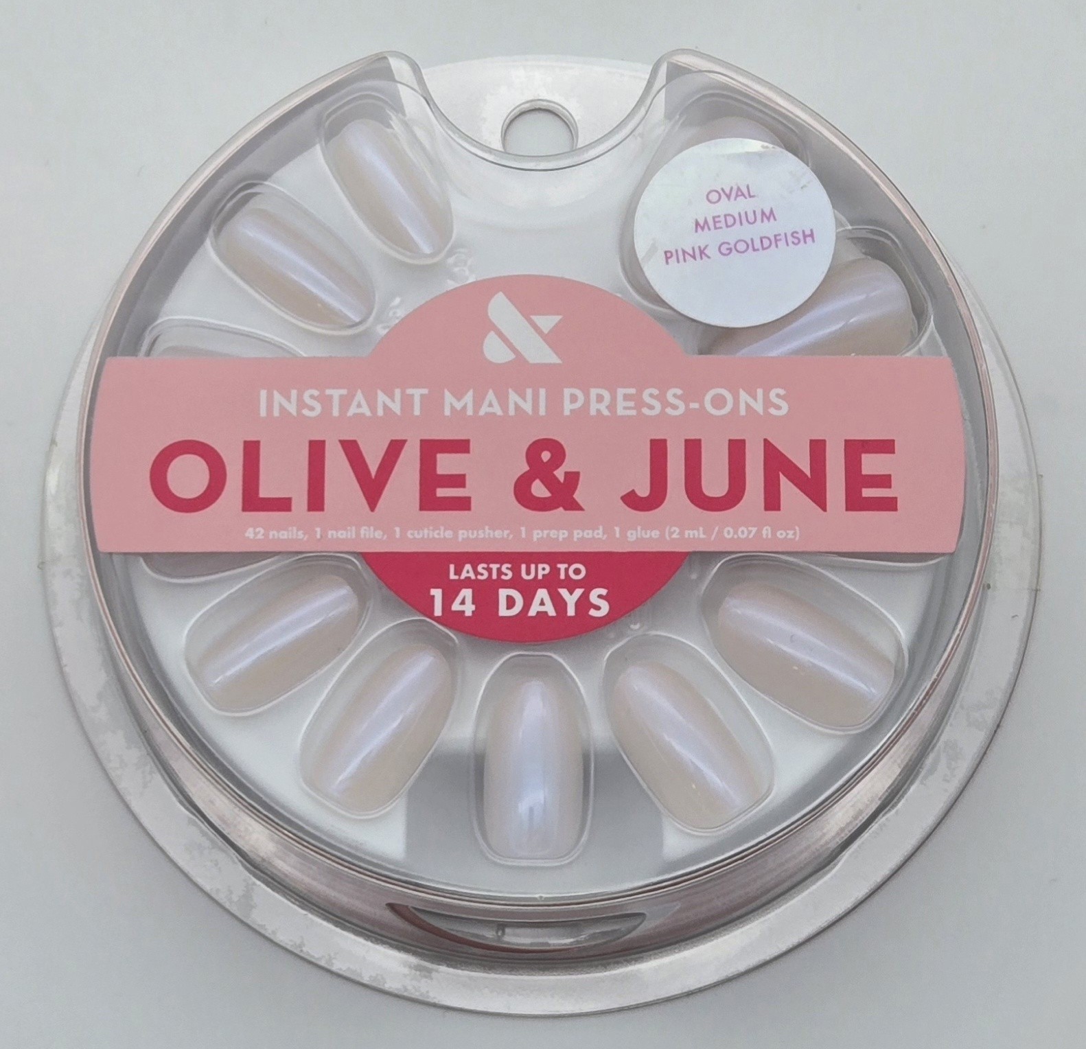 Olive & June Instant Mani Nails Medium Iridescent White Pink Goldfish New