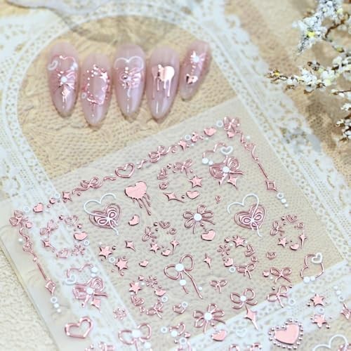 1 Sheet Hearts Nail Stickers 5D Embossed Valentine’s Day Nail Decals Style39