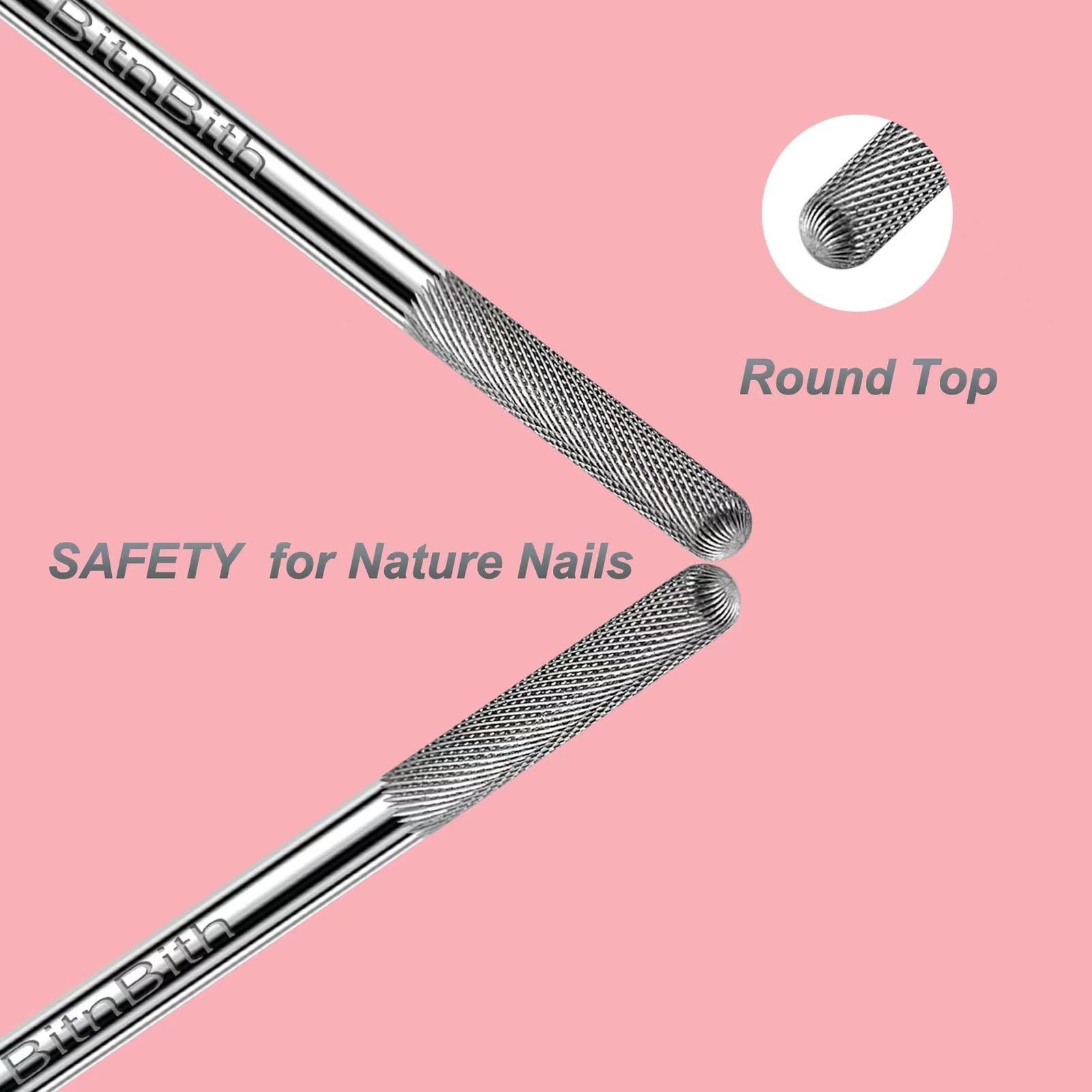 Nail Drill Bit Nature Nail Buffer Drill Bit 3/32″,Professional Safety Carbide…
