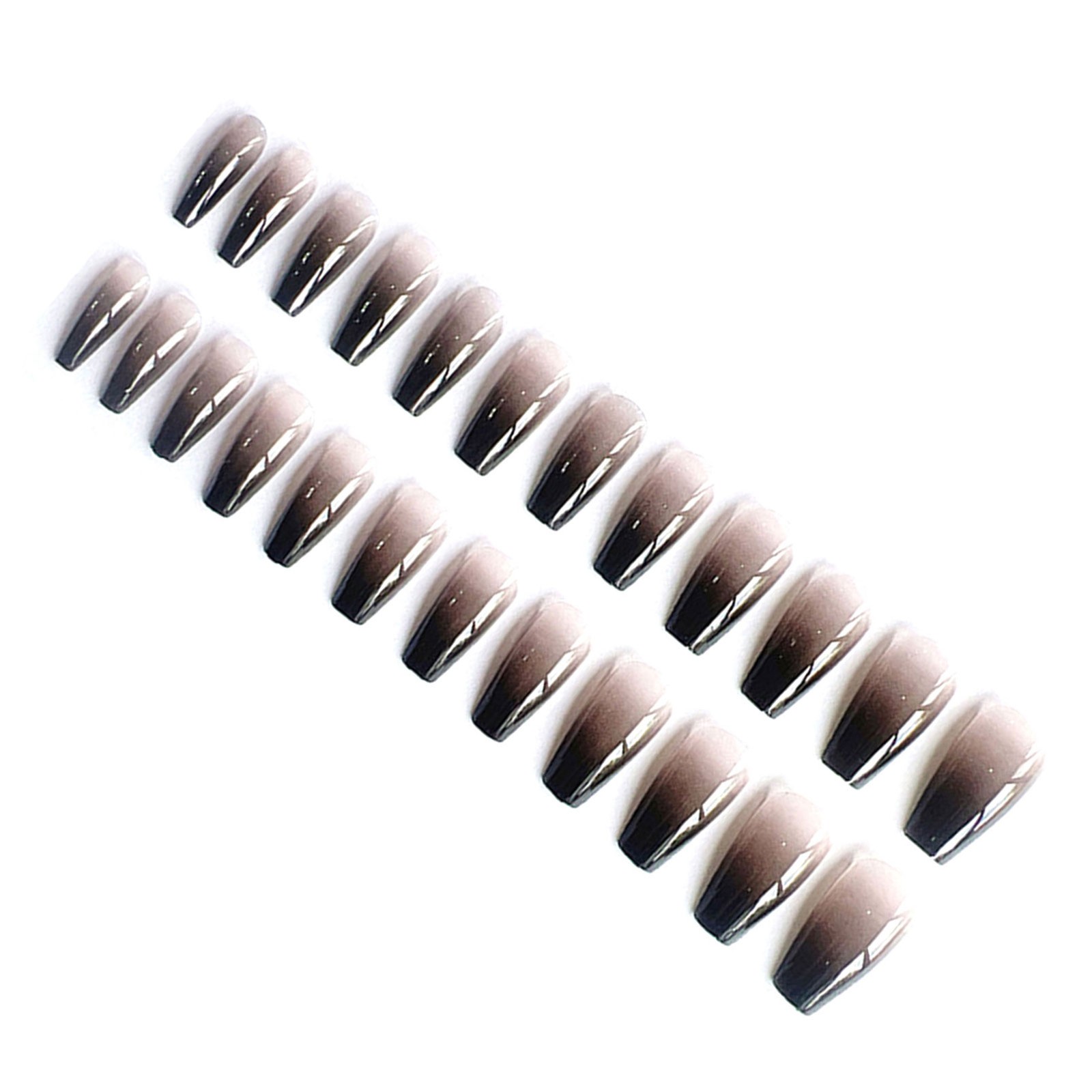 Press on Nails Long Black Gradient French Style Easy to Apply Reusable Fake Nail