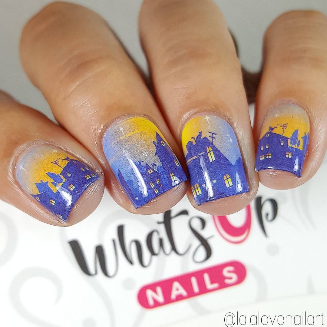 P102 Home at Dusk Water Decals Sliders for Nail Art Design