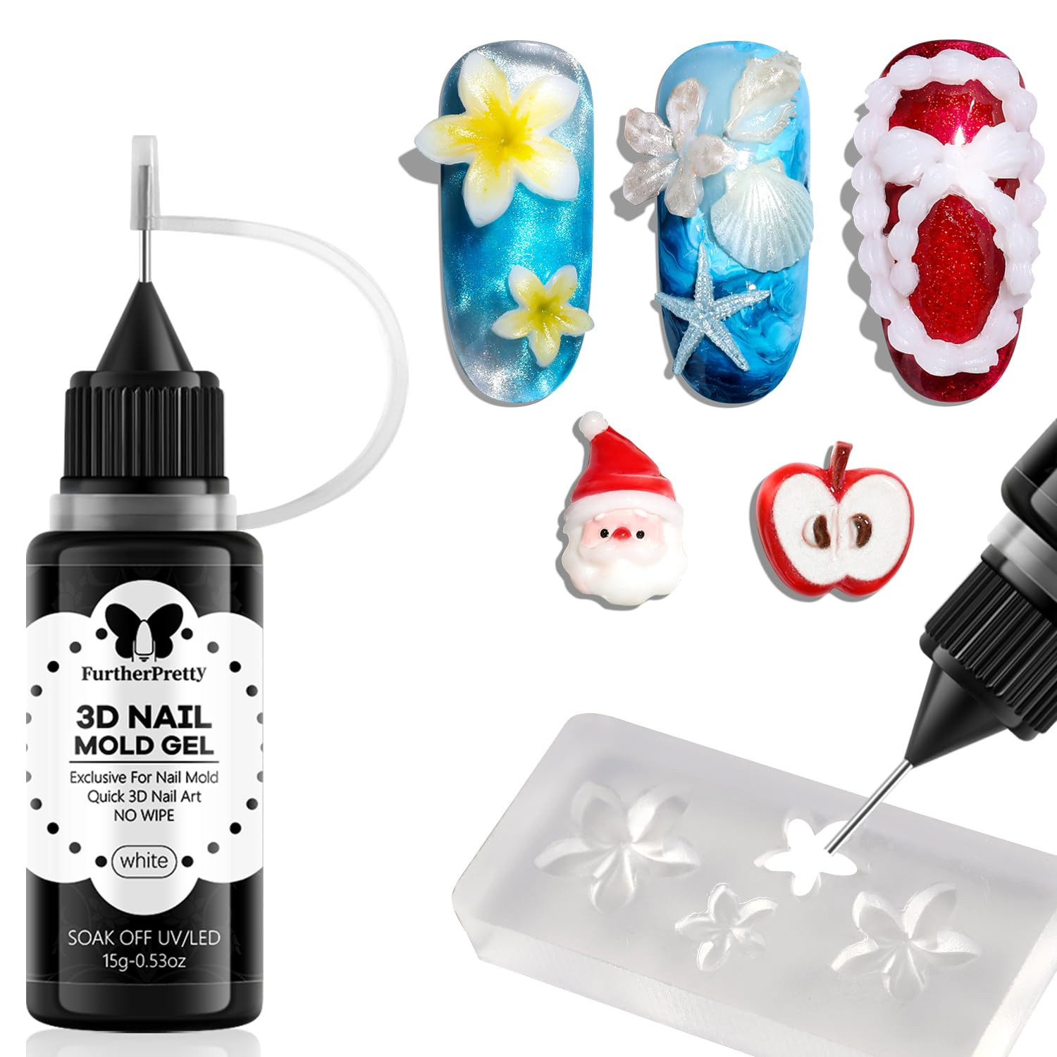 3D Nail Mold Gel, 15G Soft Molding Nail Gel for Sculpting Carving Silicone Mold