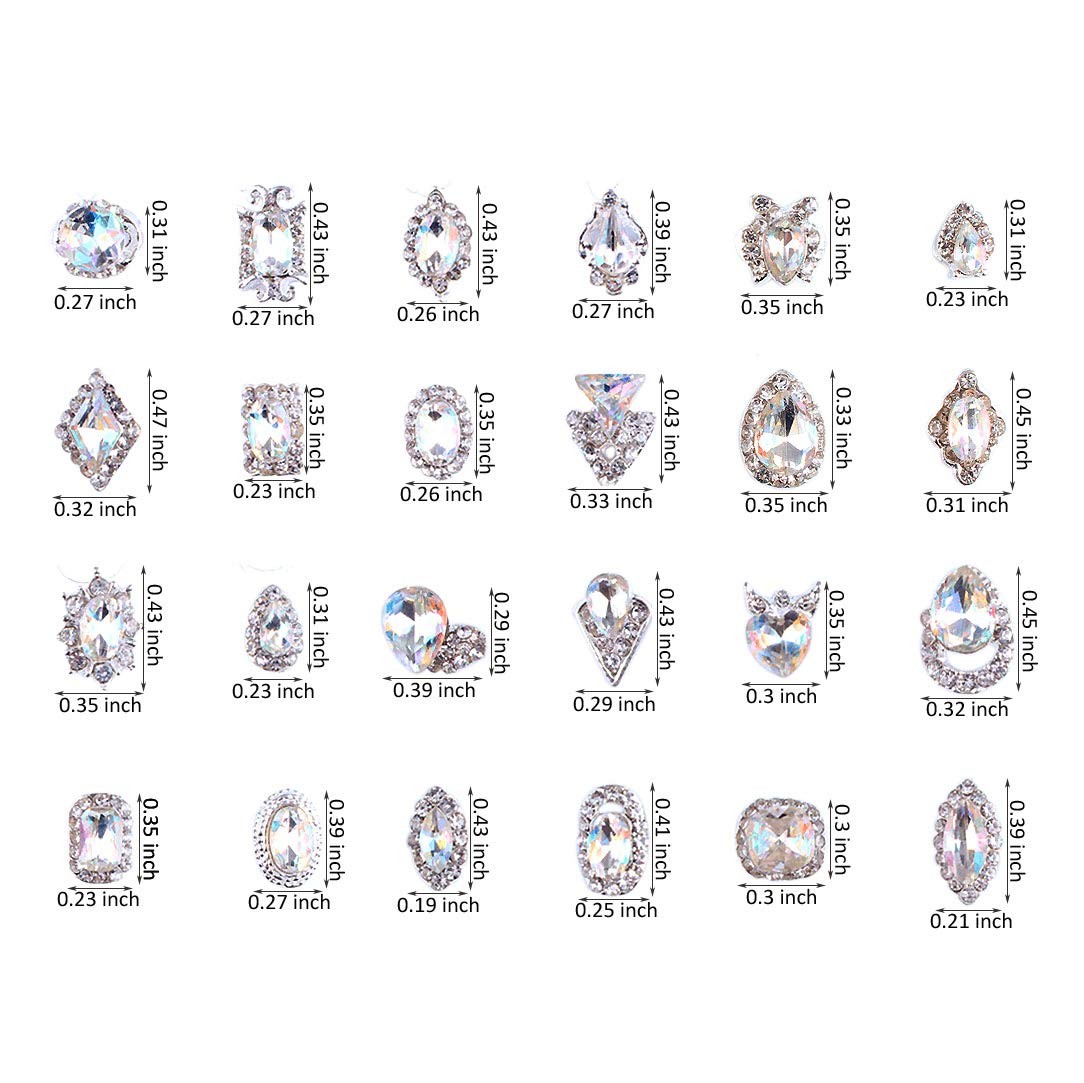 48PCS 3D Luxury Nail Art Rhinestones Nail Diamonds Glass Crystal AB Metal Gem…