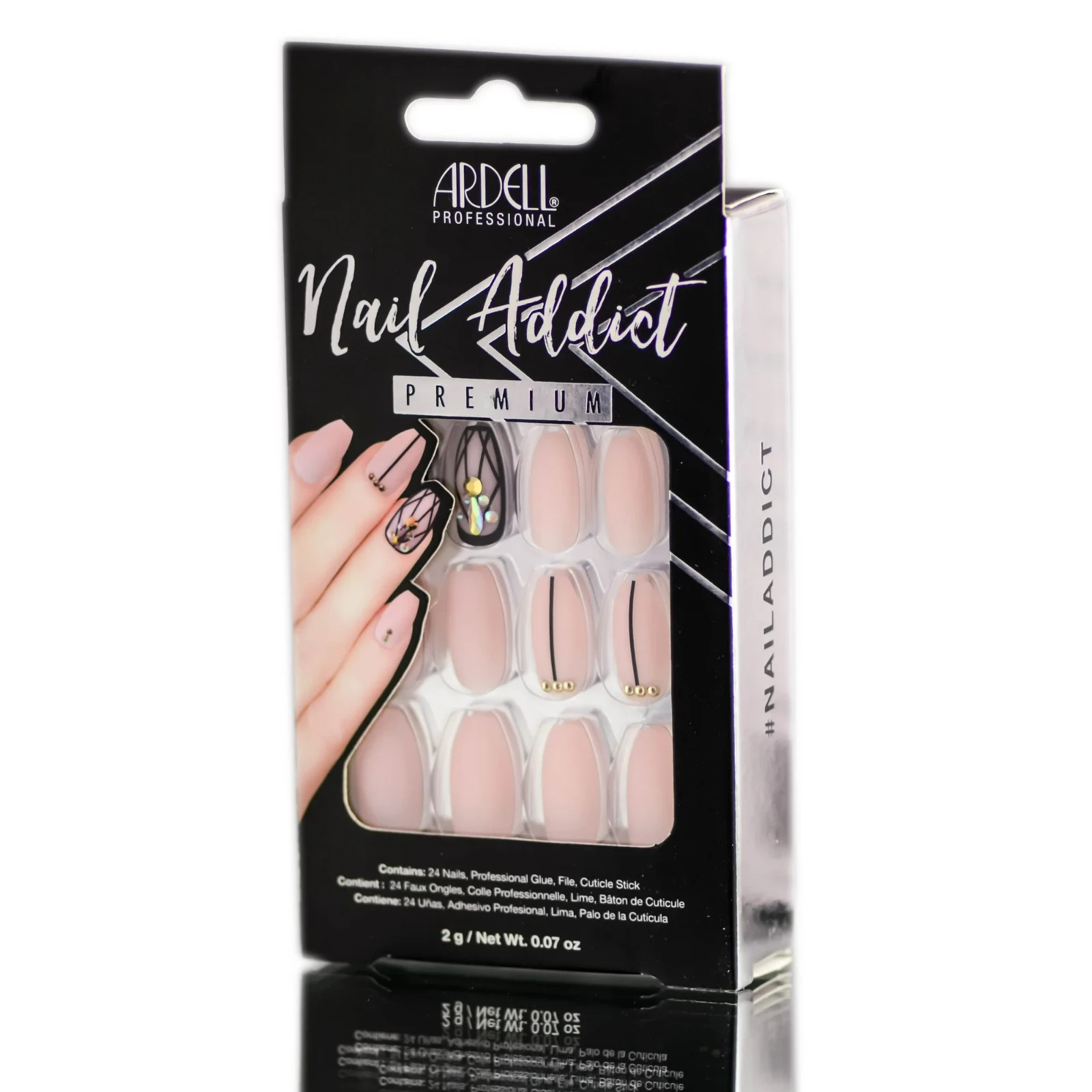(CHOICE OF STYLE) Ardell Nail Addict Press On Nails All In One Kit Natural Nib