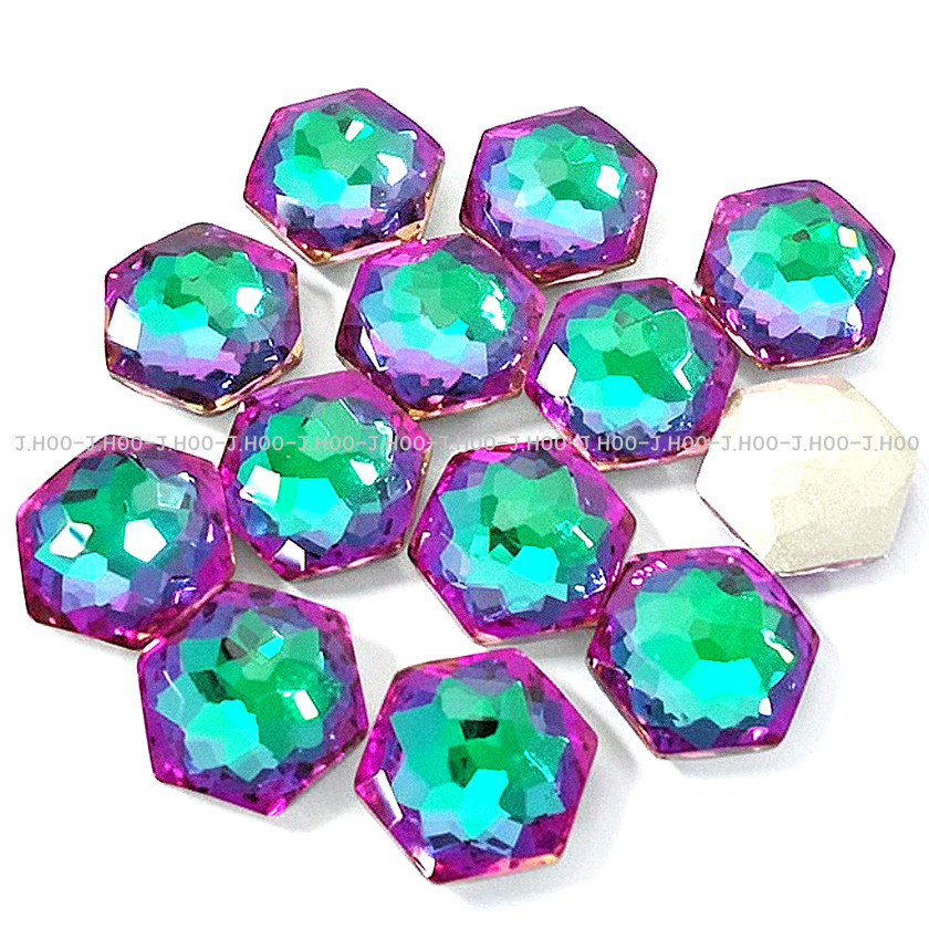 J.HOO Crystal 8683 Hexagon V-Cut Fancy Rhinestones 11.2x10mm Nail Art (4pcs)
