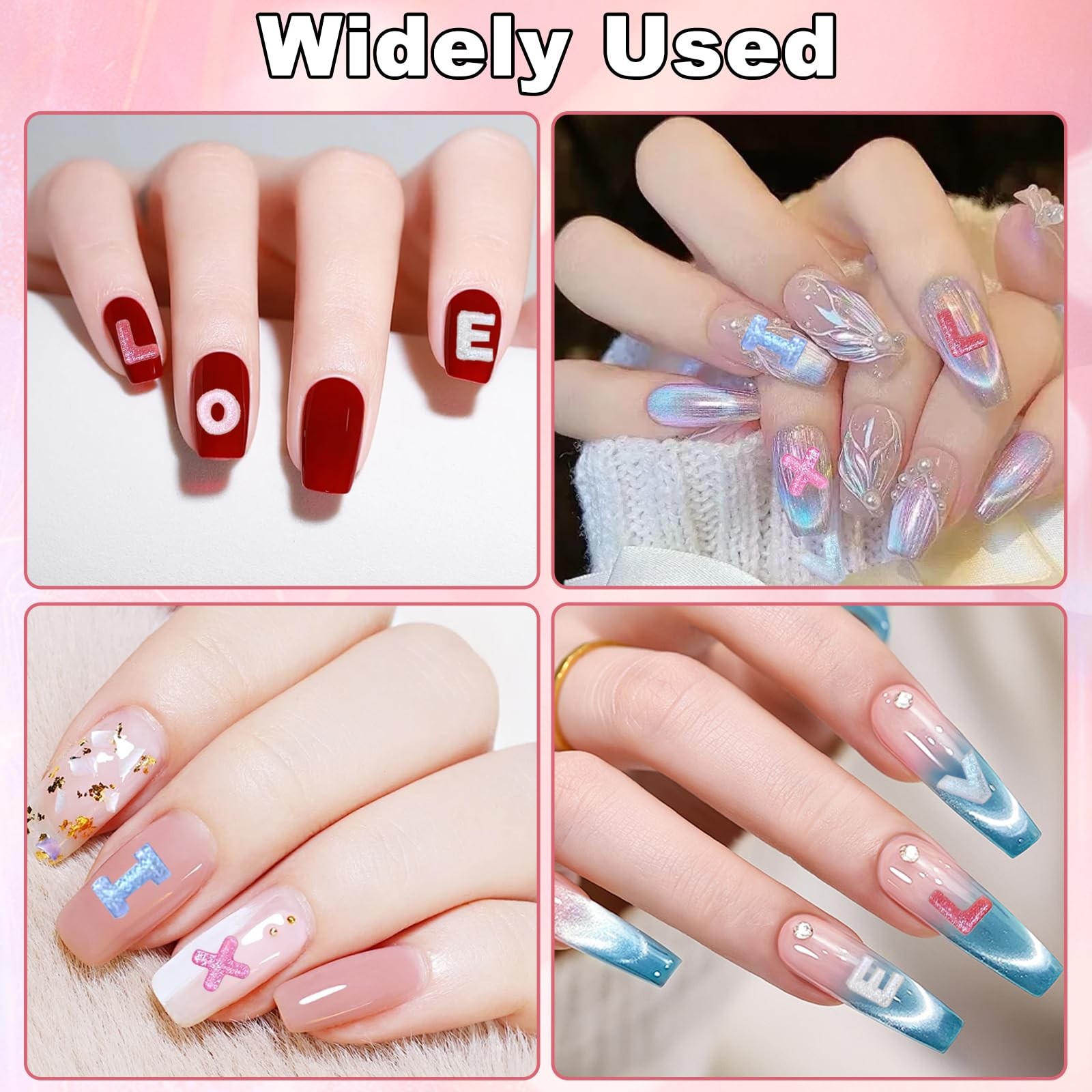250Pcs Letter Nail Art Charms, Resin Flatback Alphabet Nail Gems Accessories