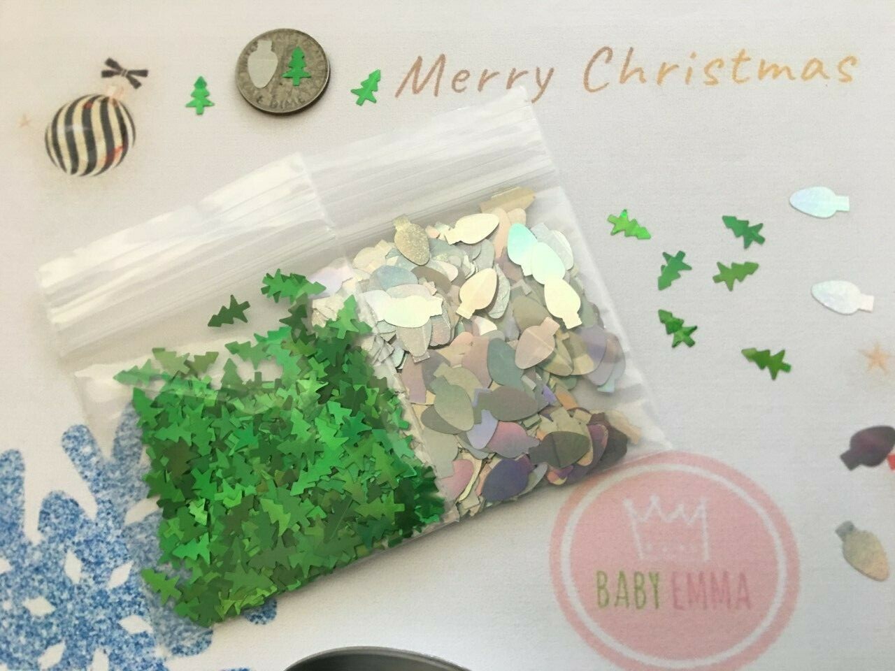 HOLO CHRISTMAS Light Blub Shape (Silver) Glitter 10mm Nail Art Face CraftsDIY-US