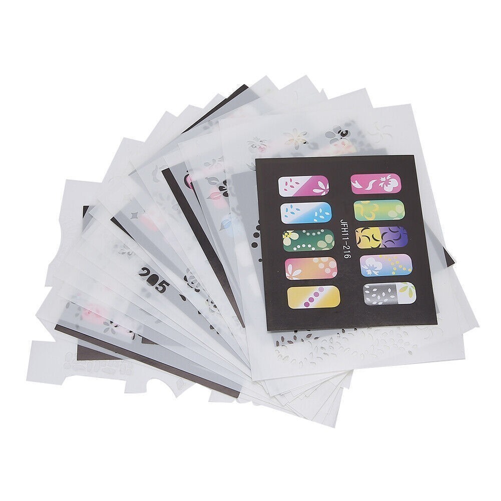 20pcs Nail Art Printing Template Stencil Reusable Nail Sticker DIY Manicure Tool