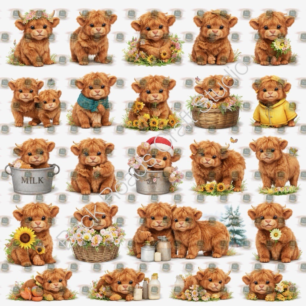 Baby Highland Cows Waterslide Nail Art Decals Set Of 50 Instructions Bonus