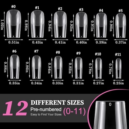 Square Nail Tips Medium Fake Nails, 240pcs Medium Square Nail Tips-Half Matte
