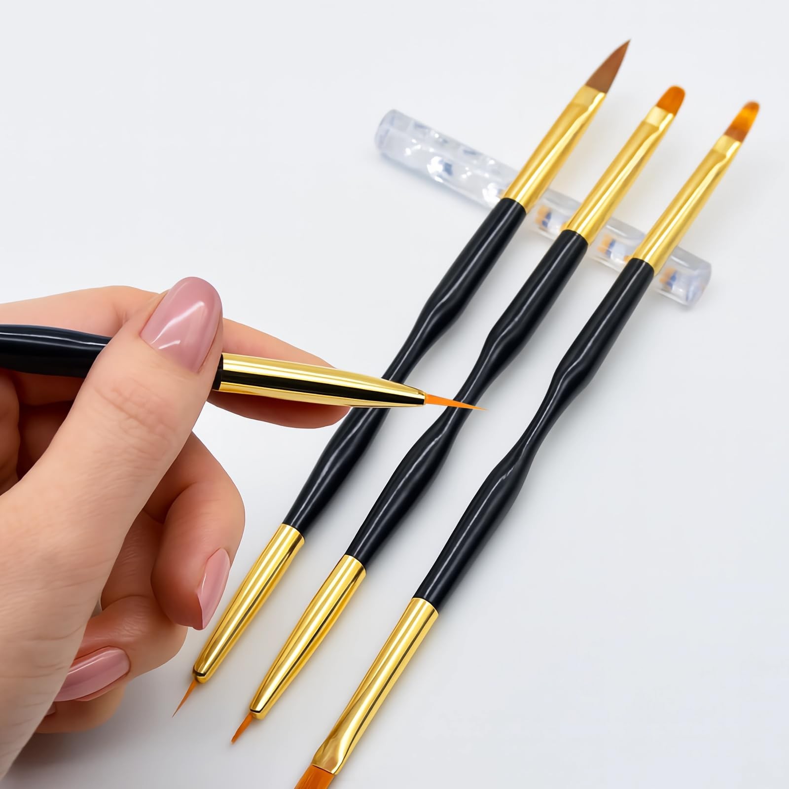 4pcs Dual-Ended Nail Art Brushes Set, Professional Nail Design Pens with Line…