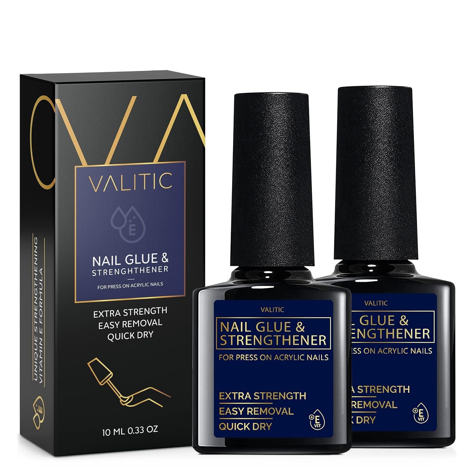 Strong Nail Glue and Strengthener for Acrylic and Press On Nails – Quick Dry …