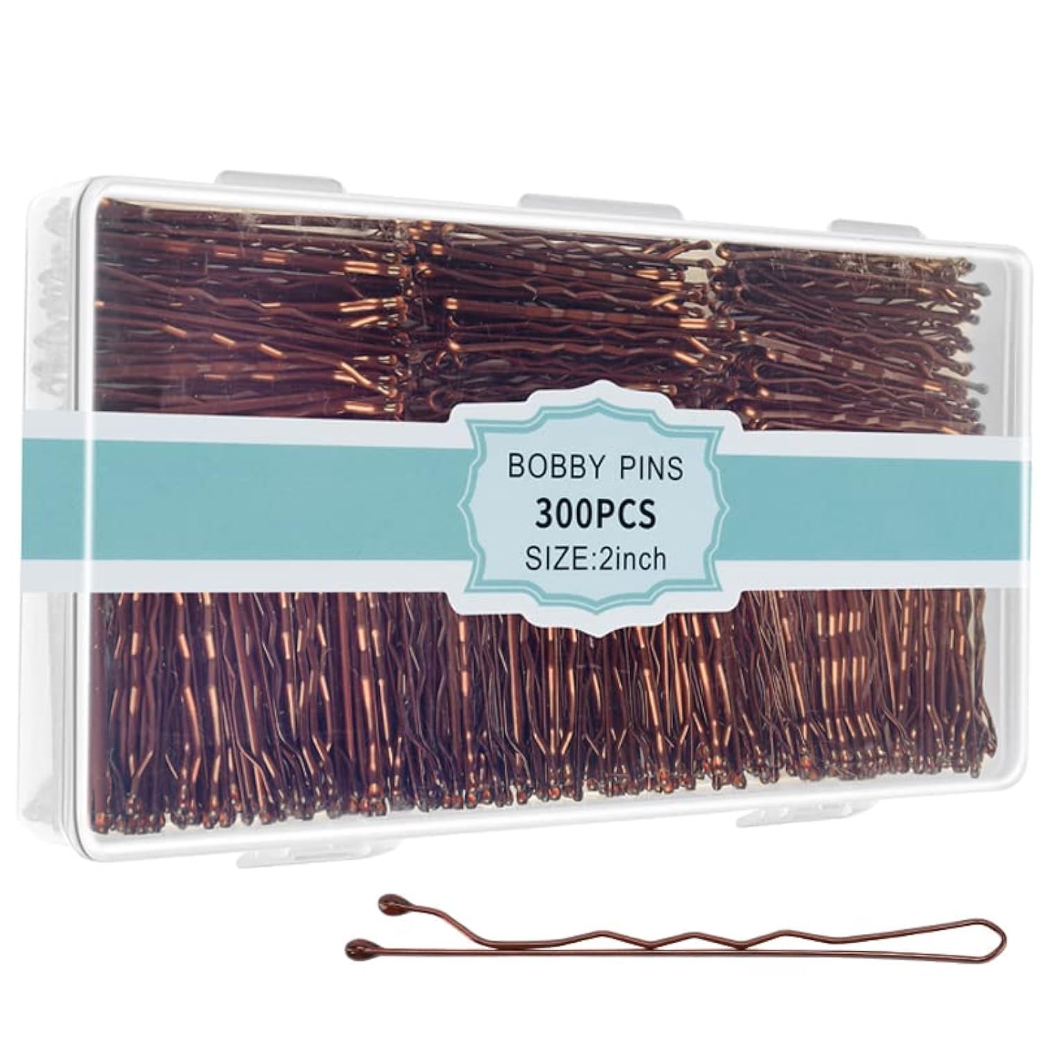 300 Pcs Bobby Pins Brown, EWAGOA Hair for 1 Count (Pack of 300), Brown