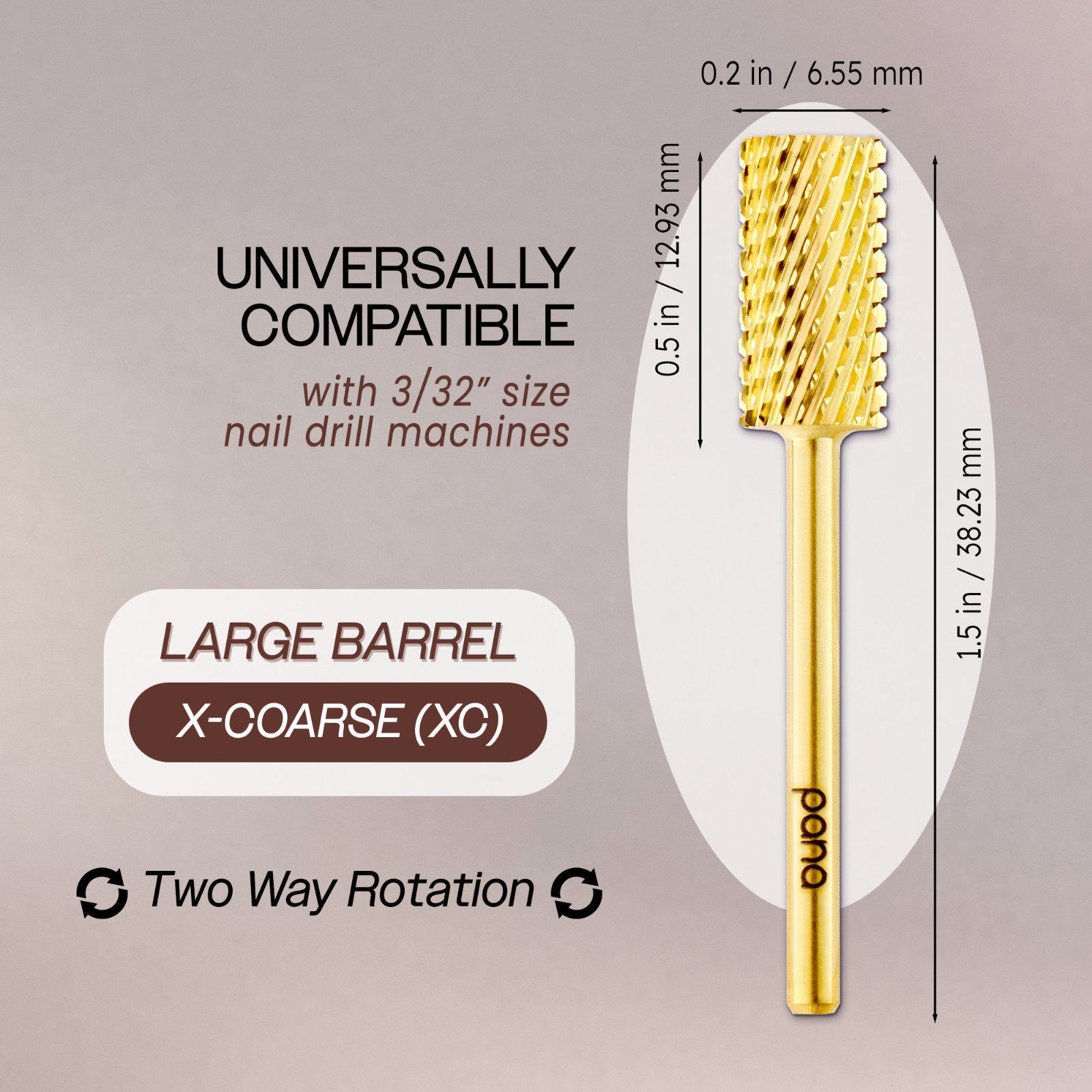 USA High Quality Nail CARBIDE Bit 3/32 Electric DRILL Gold Color XC Extra Coarse