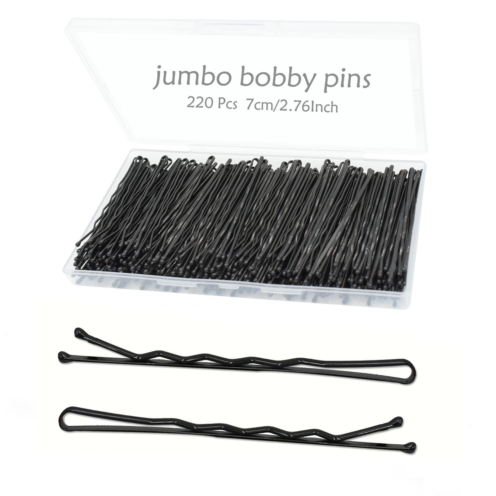 YINGFENG 220pcs Large 2.76-Inch Bobby 1 Count (Pack of 220), Black（2.76inch）