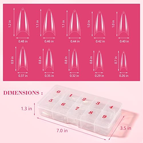 Clear Stiletto Nail Tips, 500PCS Half Cover Soft Gel 500PCS Stiletto with Box
