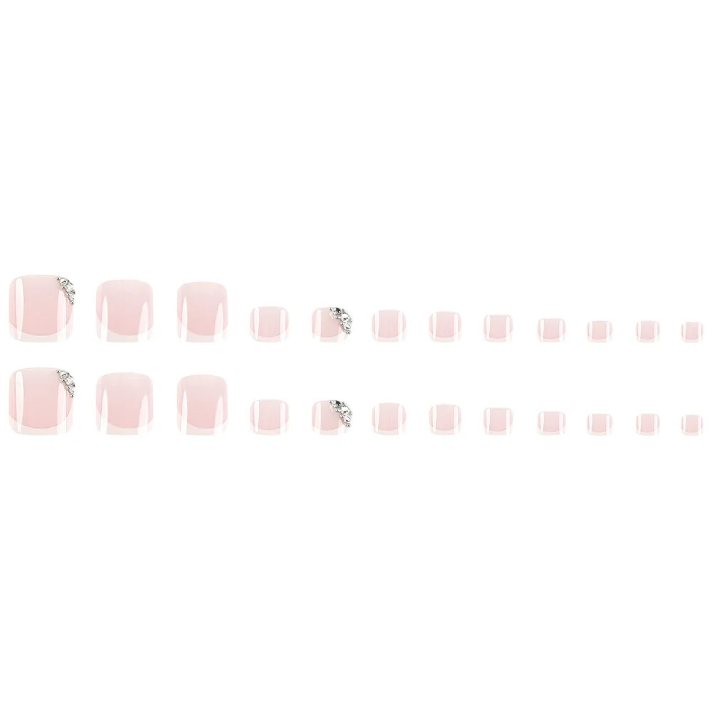 Nude Pink Crystal French Press On Toenails For Women