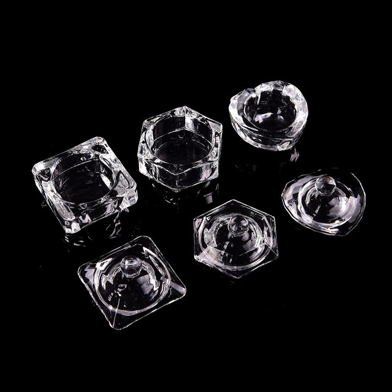 Nail Art Glass Cup Dappen Dish for Arcylic Nail Art Liquid Holder Bow FK.N8