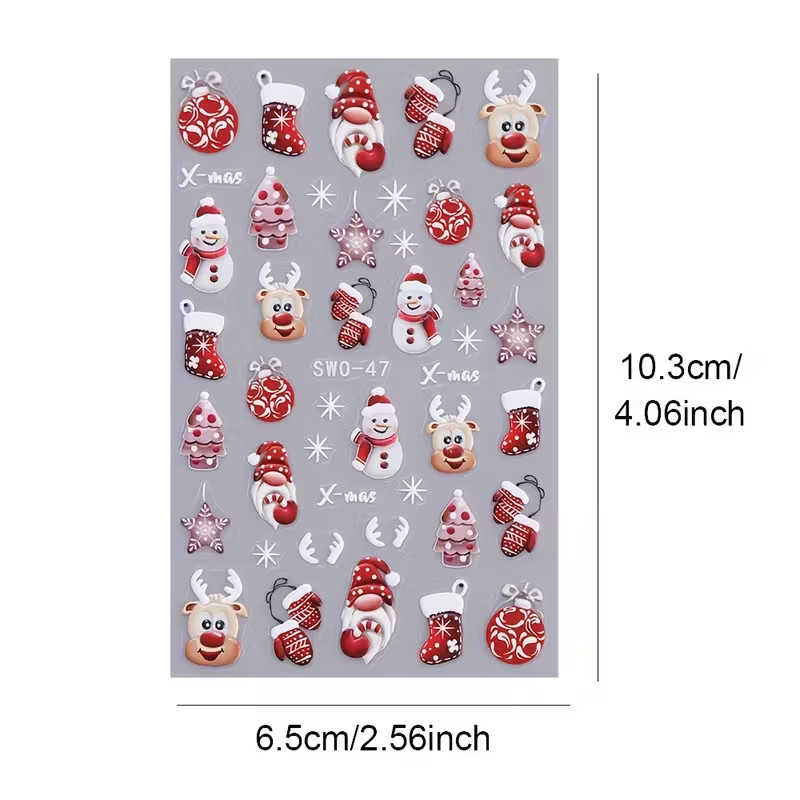 Nail Art Stickers Decals Christmas Penguin Santa Snowman Reindeer Xmas Transfers