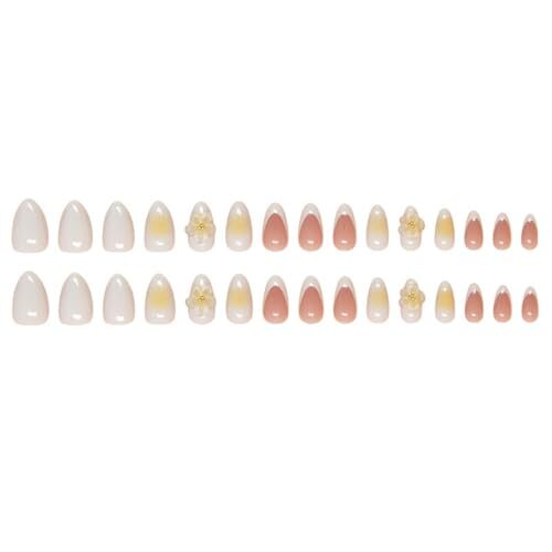 French Tip Press on Nails Short Almond Fake 0.04 Fl Oz (Pack of 24) Color 05