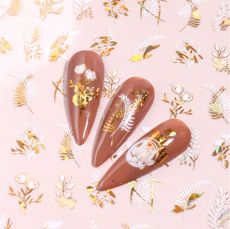 3D Nail Art Decals Stickers Daisy Flower Leaf English Letters Adhesive DIY NS2