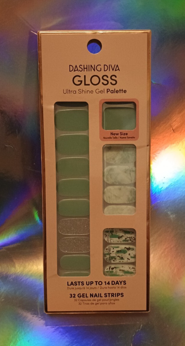 Dashing Diva DESERT QUARTZ, Light Green Gloss,Silver,Tie Dye,Glitter Nail Strips