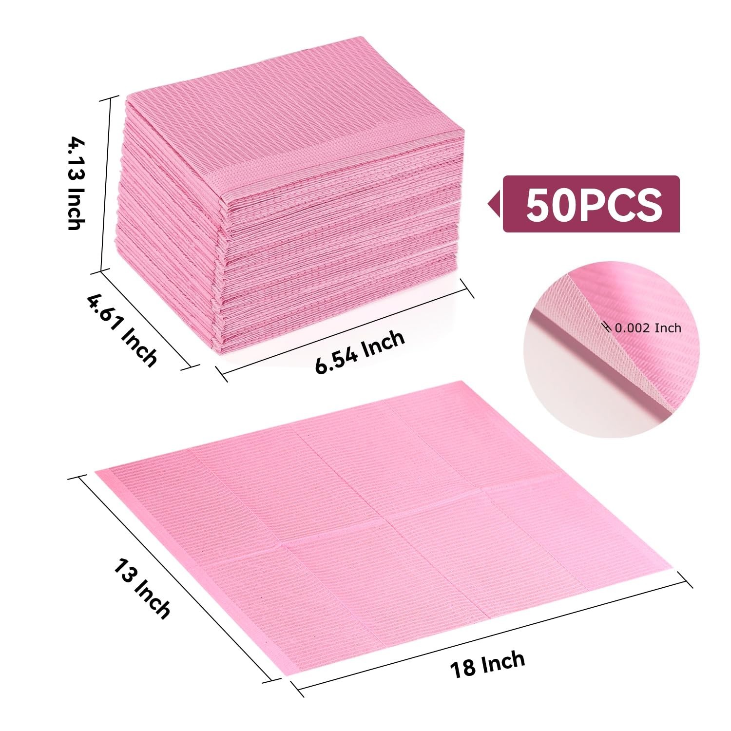 50-Pcs Disposable Pink Nail Mats – 3-Layer Absorbent Desk Protection for Salons