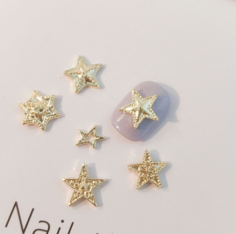 10pcs Silver Gold Alloy Mixed Star Charms Nail Art Jewelry Décor NH9
