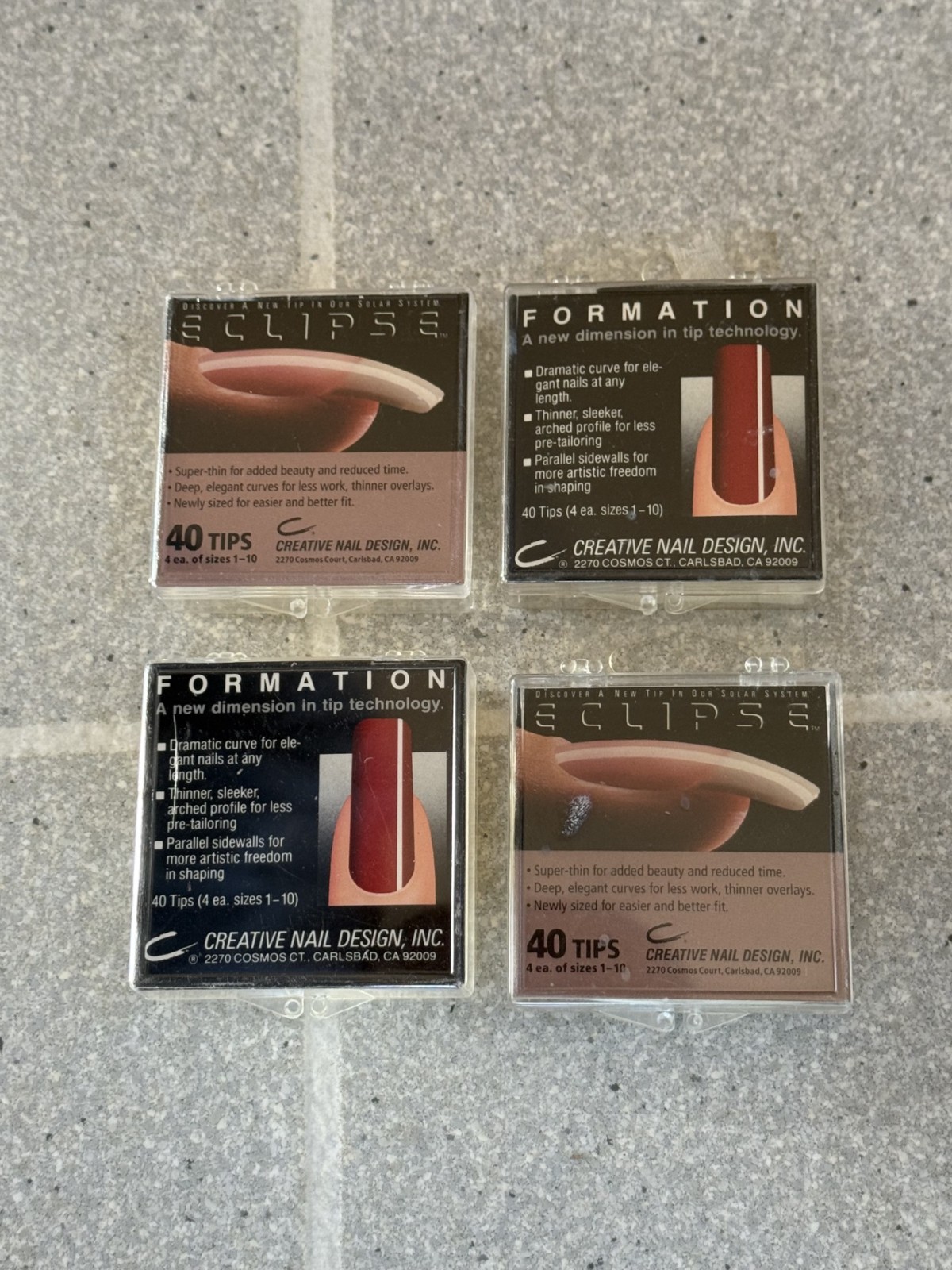 4 Vintage 1990’s ERA Fake Nail Boxes Creative Nail Design Carlsbad Cal. HTF Rare