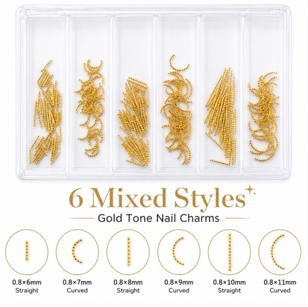 Gold 3D Nail Art Decorations – Ocean Rivets, Shell Rhinestones for Manicure Tips