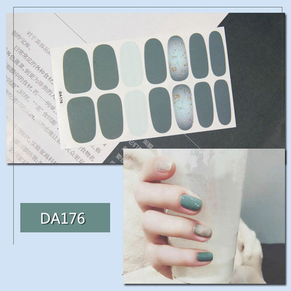 Gel Nail Stickers Full Nail Wraps Semi Cured Gel Nail Strips Polish Glitter*