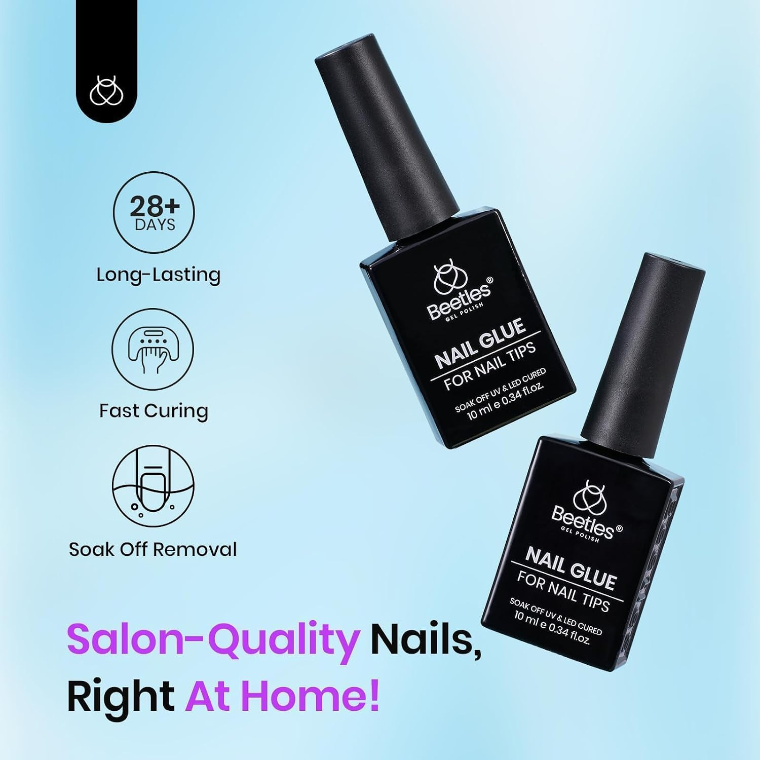 Beetles 9 in 1 Gel Nail Glue for Acrylic Nails Tips 2Pcs 10Ml | Super Strong Nai