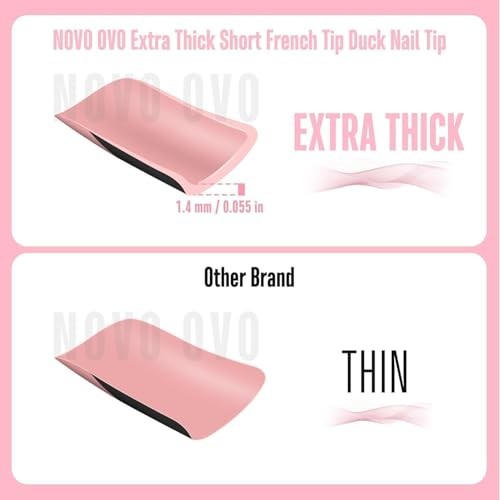 Halloween Duck Nails Short Extra Thick Full Cover Black French Tip Baby Pink