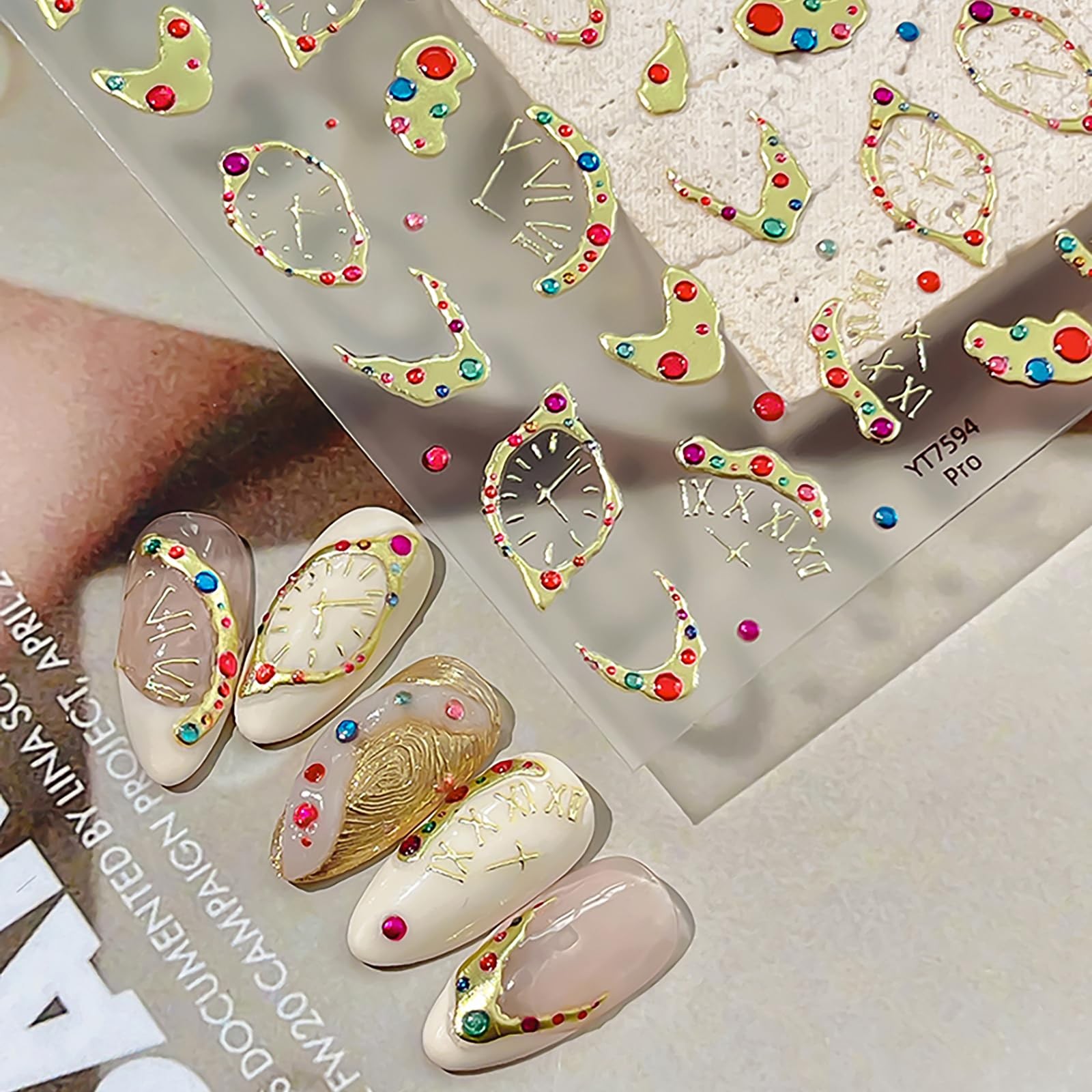 KETINIQUE Gem Nail Stickers Irregular Colorful Clock