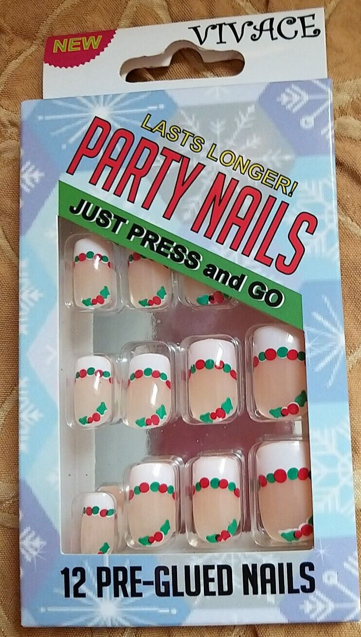 Christmas Fake Nails Press on Nails Short Square Nails Set of 4Packs
