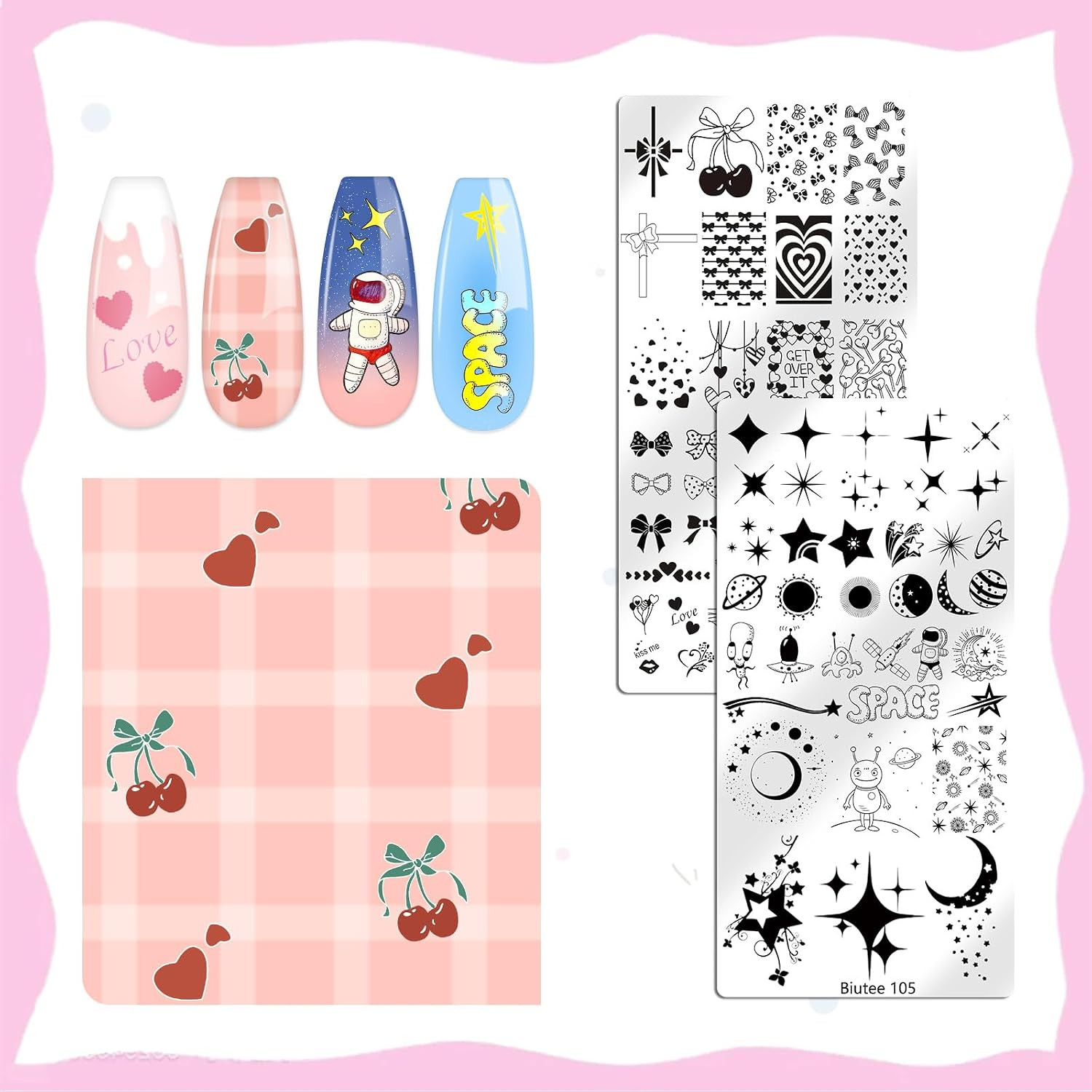 Biutee Nail Stamping Plate Set 12PCS Nail Art Stamp Plates 8PCS Stamping Nail Ge