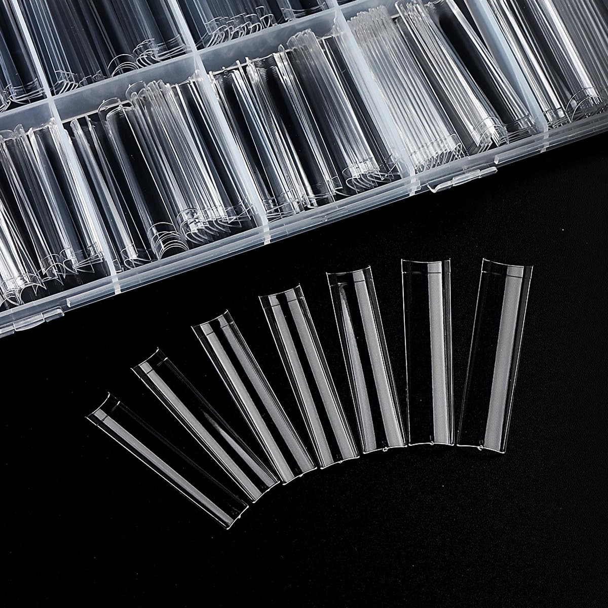 240pcs Half Cover Clear Acrylic False Nails – Customizable C Curve French Tips