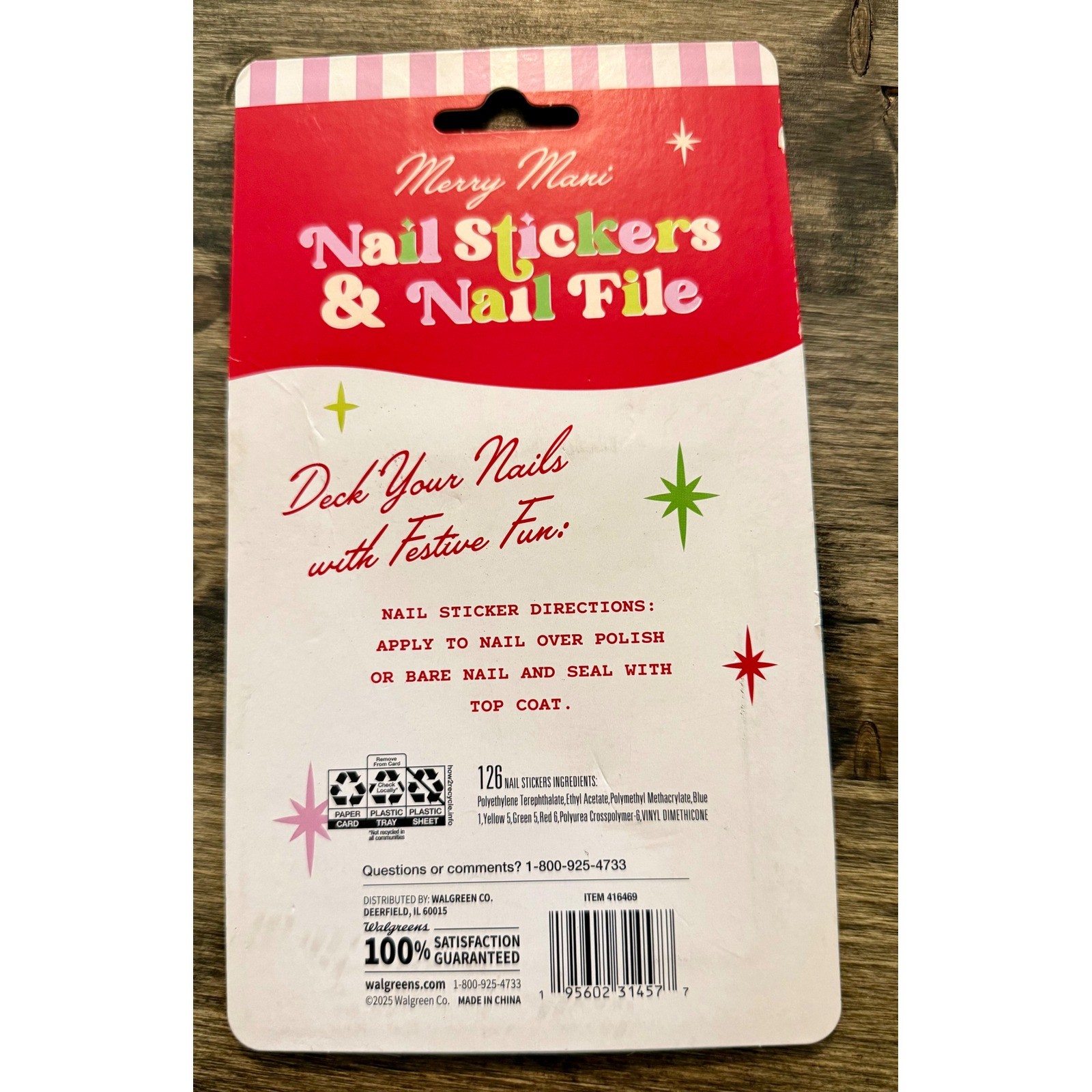 Merry Mani Christmas Nail Stickers & Nail File 126pc NEW Holiday Gingerbread Art