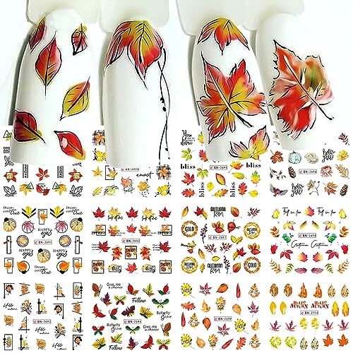 Fall Nail Art Stickers Thanksgiving Nail Decals Thanksgiving 12 Sheets
