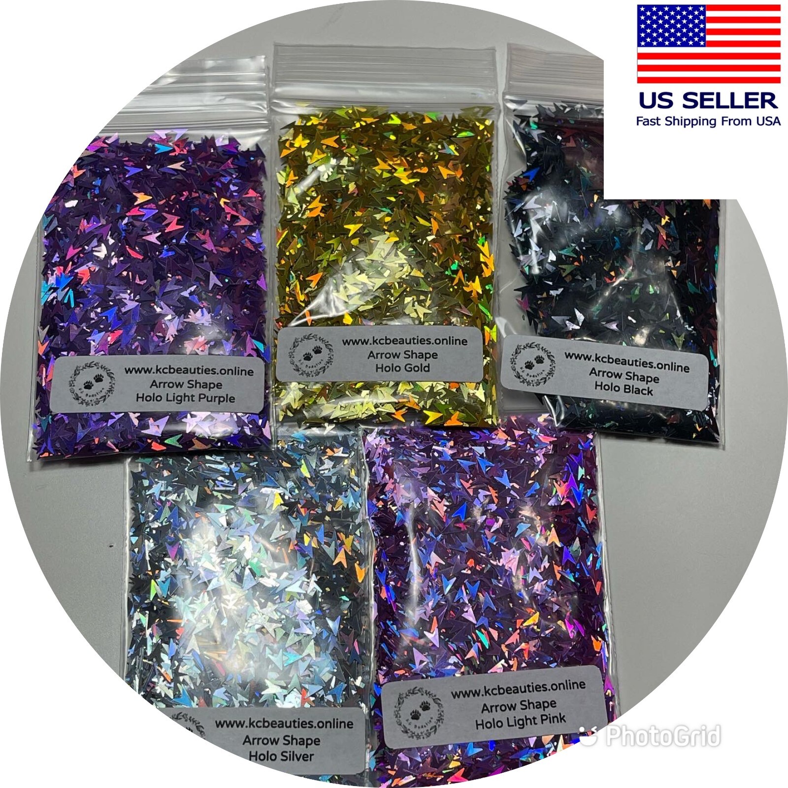 1OZ Solvent Resistant HOLO LIGHT PURPLE ARROW Shape Glitter Epoxy US Seller