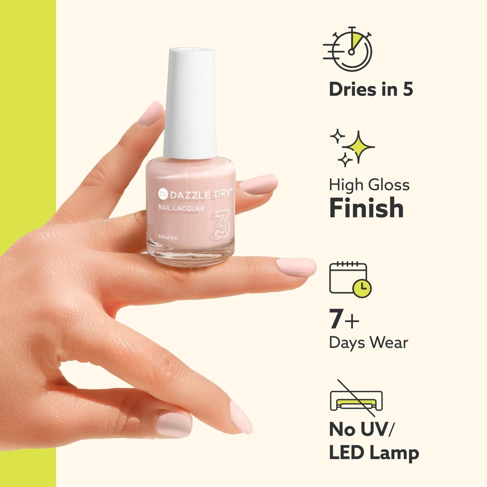 Dazzle Dry Nail Lacquer (Step 3) – Illuminate Lacquer – A bright champagne go…