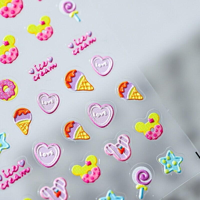 5D Ice Cream Nail Decals, Summer Nail Stickers (44)
