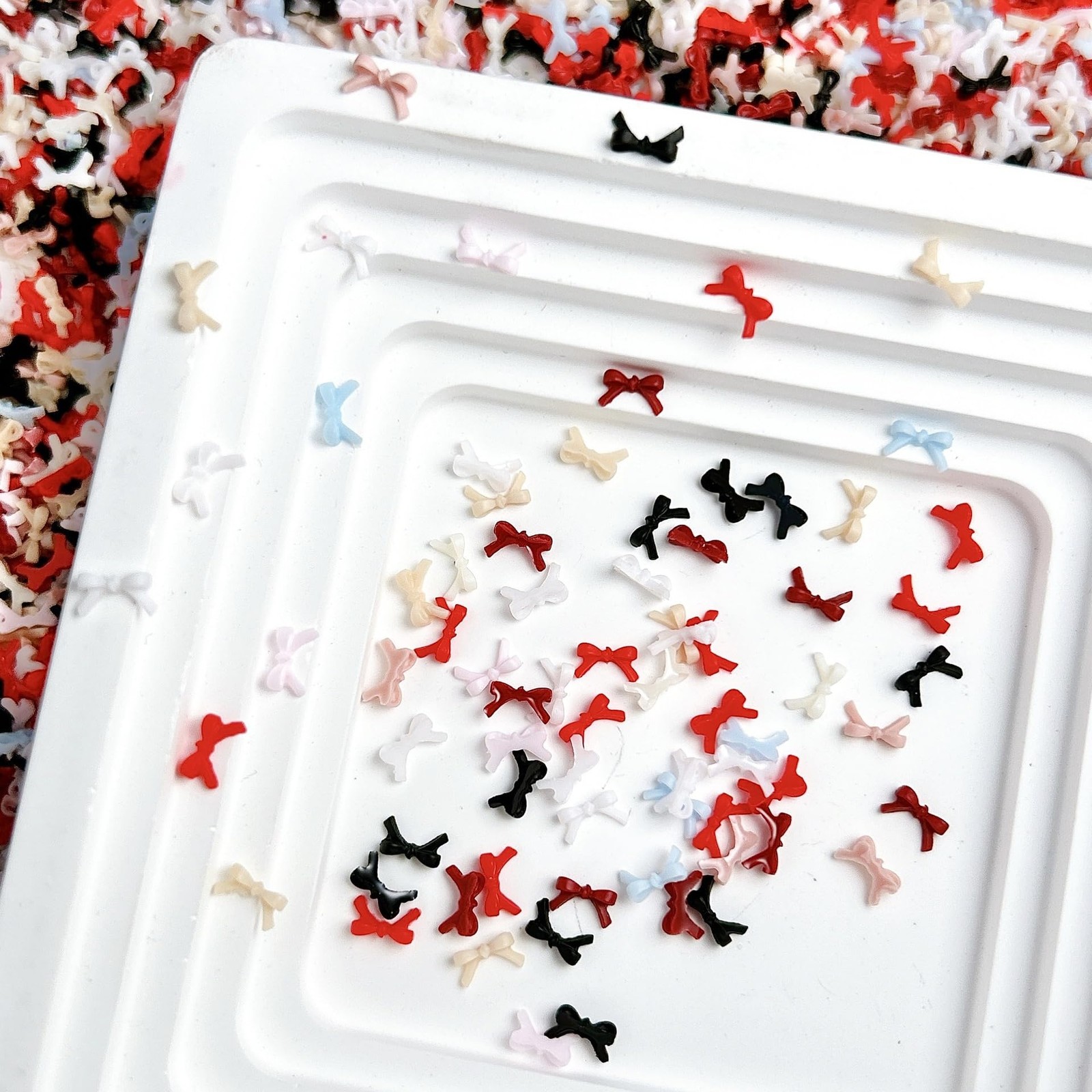 300PCS Bow Nail Charms Colorful 3D Bowknot Charms
